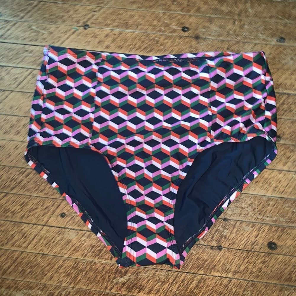 ModCloth vintage inspired M ruched slimming tummy swim bottoms